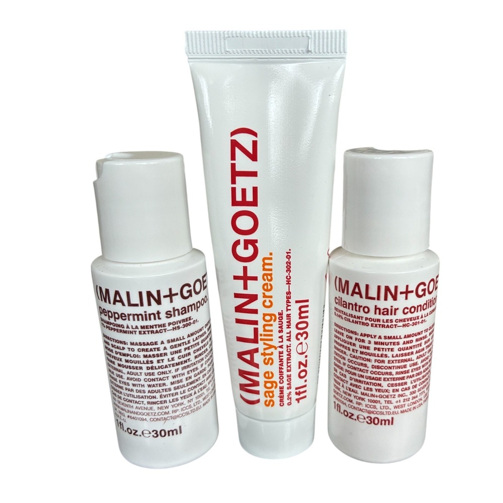 MALIN+GOETZ Travel Hair Set‎ Peppermint Shampoo Cilantro Conditioner Sage Cream